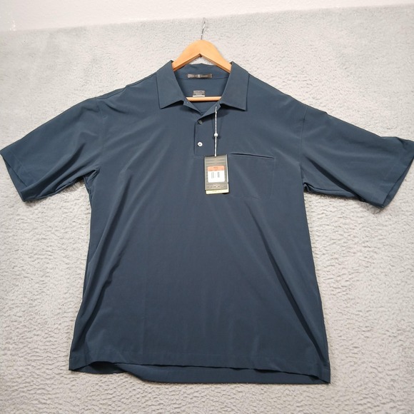 Nike Polo Shirt Mens Large Blue Dri-FIT Tiger Woods Golf Short Sleeve Pocket - Picture 1 of 8